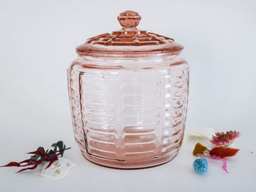 Pink Beehive Depression Glass Cookie Jar