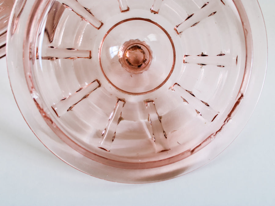 Pink Beehive Depression Glass Cookie Jar