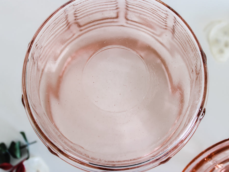 Pink Beehive Depression Glass Cookie Jar