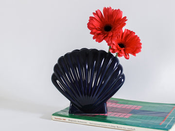 Indigo Blue Clamshell Vase