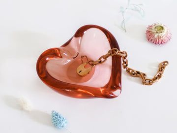 Pink Heart Glass Dish