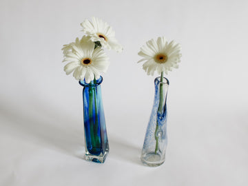 Pair of Blue Blown Glass Vases