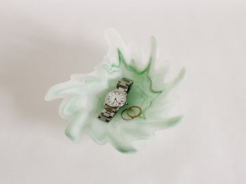 Minty Swirl Frosted Glass Dish