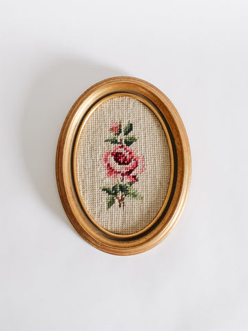 Mini Oval Rose Needlepoint