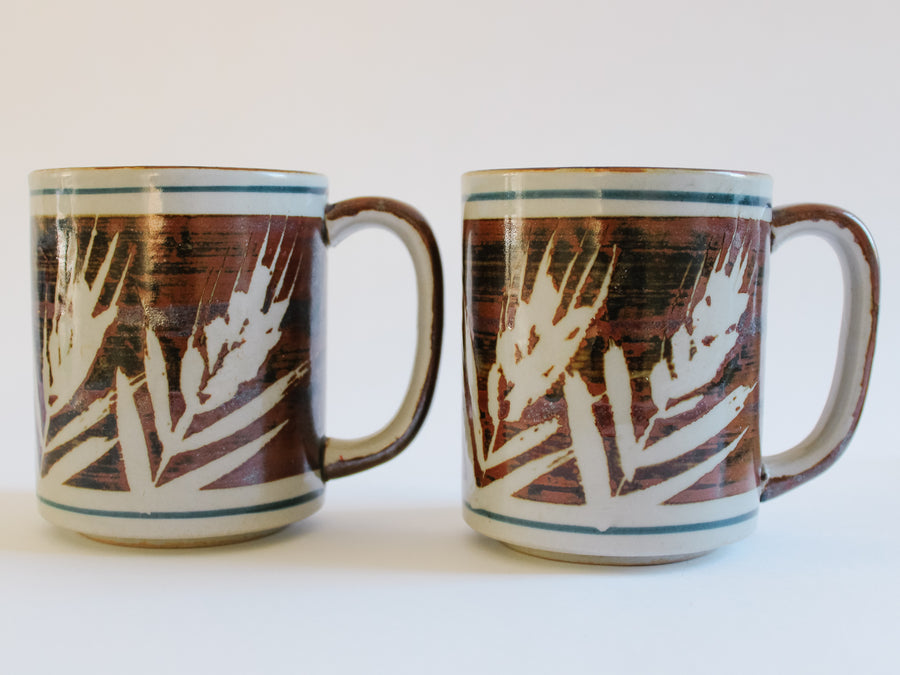 Hand Painted Wheat Pattern Mug Set