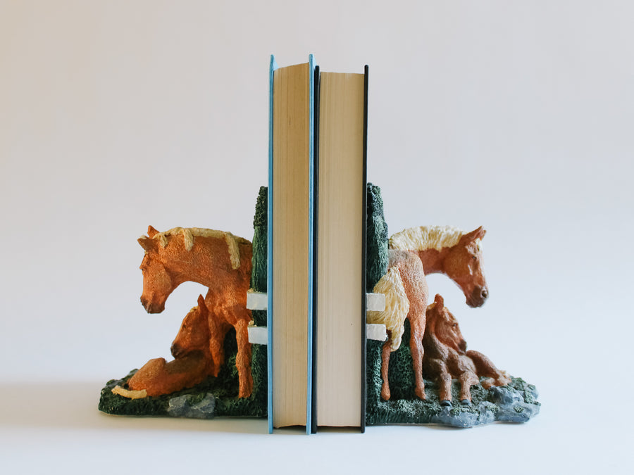 Cast Resin Horse & Foal Bookends