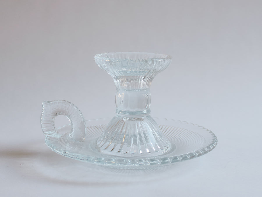 Clear Glass Chamber Style Candle Holder
