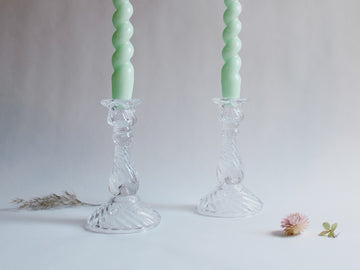 Glass Swirl Candle Holders