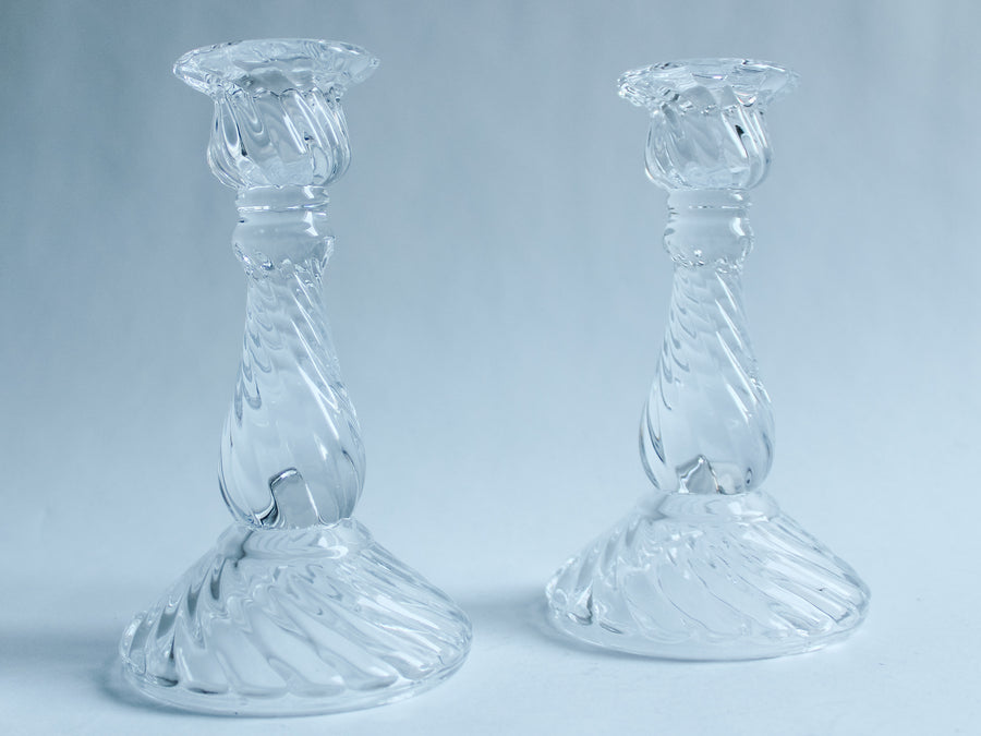 Glass Swirl Candle Holders