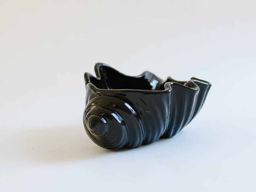 Black Ceramic Seashell Planter