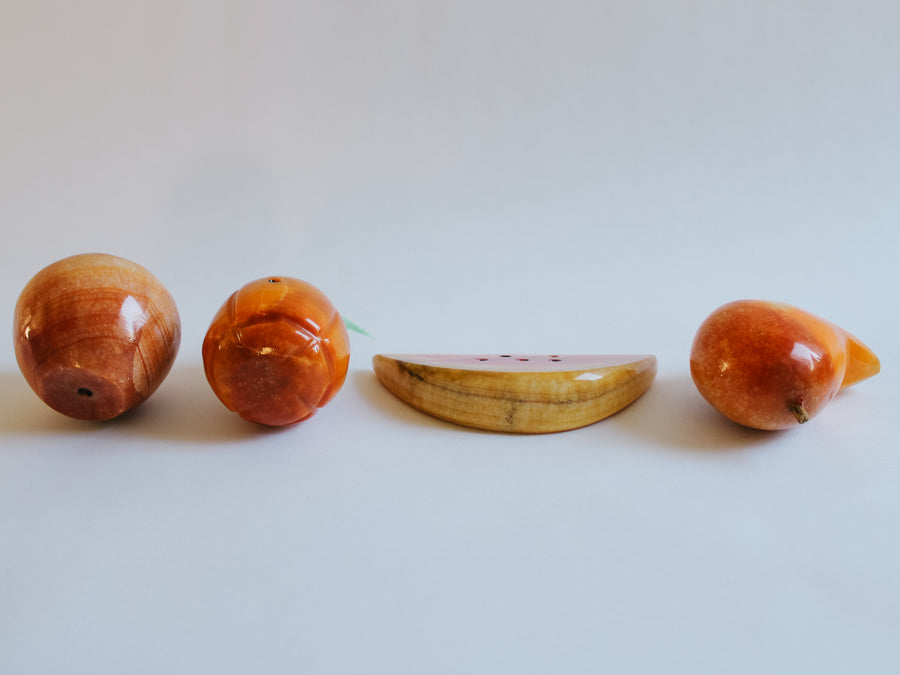 Italian Carved Stone Fruit Set