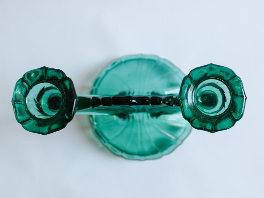 Jeannette Glass Swirl Ultramarine Double Candle Holder
